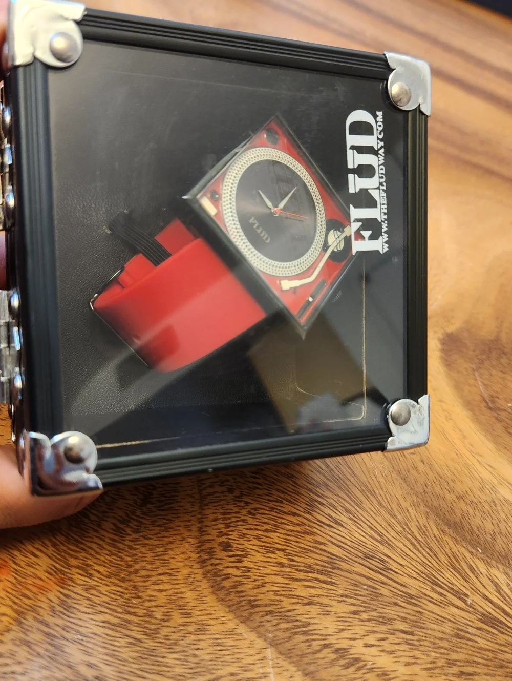 FLUD Turntable Square Wristwatch in Red & Black (RARE FIND)